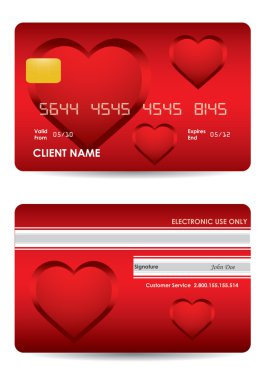 Special red credit card with valentine clipart