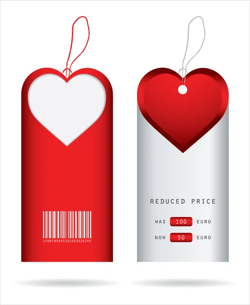 Speciale prijs tags met Valentijnsdag ontwerp — Stockvector