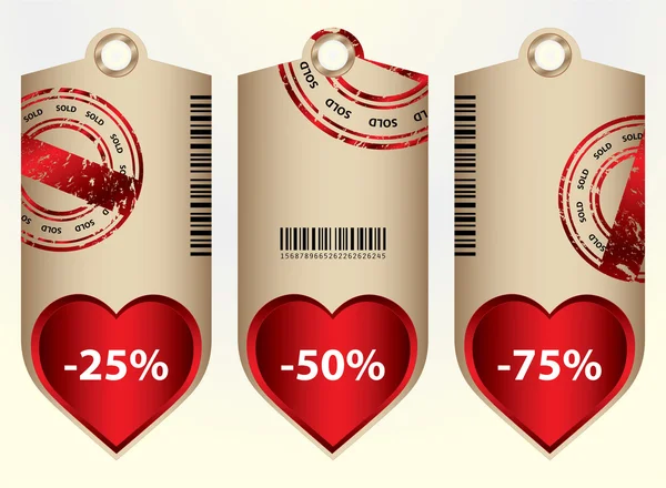 Speciale prijs tags met Valentijn ontwerp — Stockvector