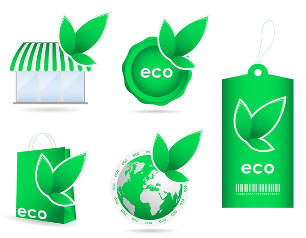 Speciale verde eco friendly modello icona collezione — Vettoriale Stock