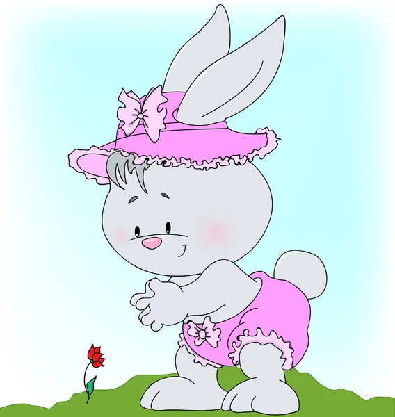 Bunny och blomma — Stock vektor