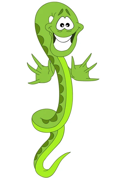 Desenhos animados ilustração de uma cobra verde — Vetor de Stock