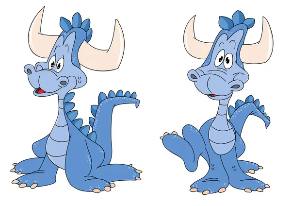 Dragón azul de dibujos animados lindo — Stok Vektör