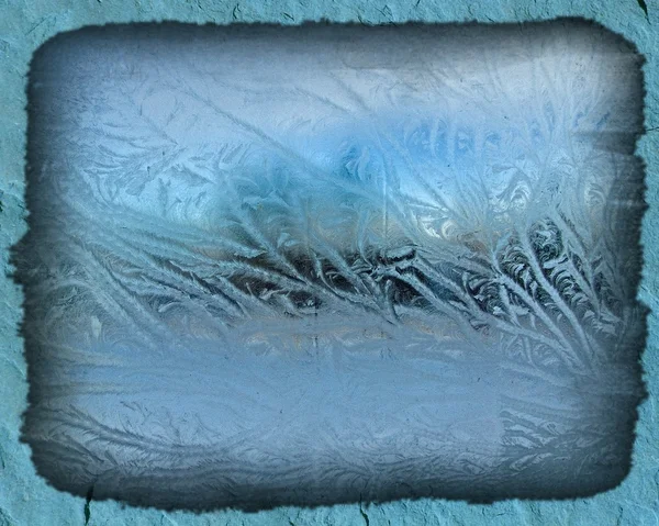 在玻璃上的冰霜模式 — 图库照片