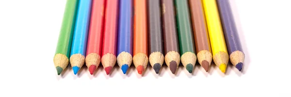 Rij van kleur potloden. — Stockfoto