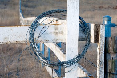 Coiled up barbed wire. clipart