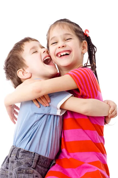 Two funny kids standing together Stock Image