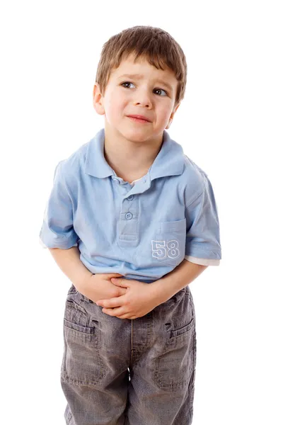 Malý chlapec s bolestmi žaludku Stock Fotografie