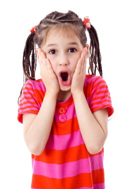 Surprised smiling little girl clipart