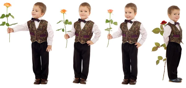 Kleine jongen met roos — Stockfoto