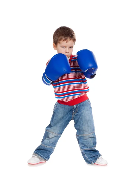 Malý chlapec s Boxerské rukavice — Stock fotografie