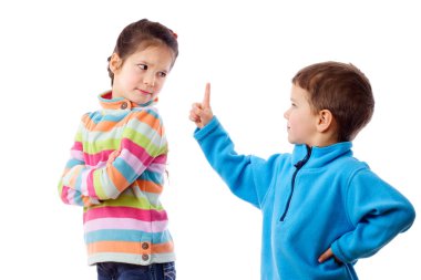 Two quarreling children clipart