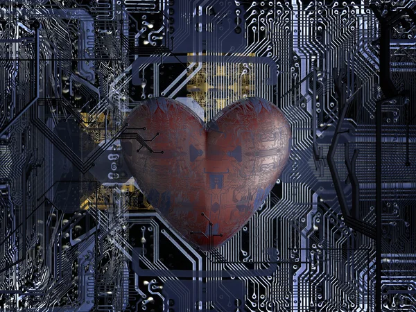 Сердце и чип — стоковое фото