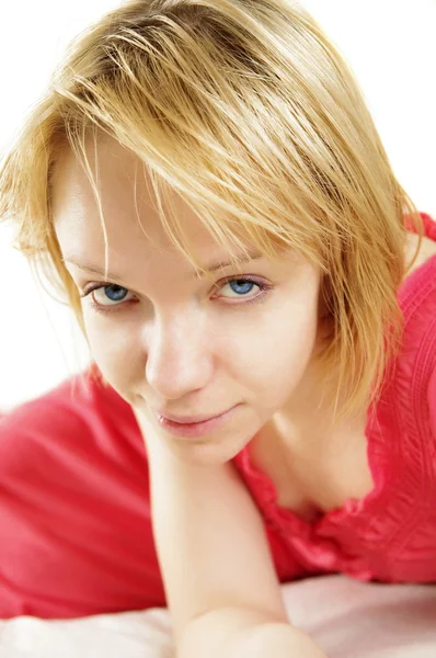 stock image Girl on bed