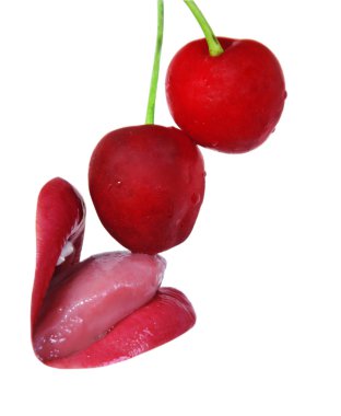 Lips and cherry clipart