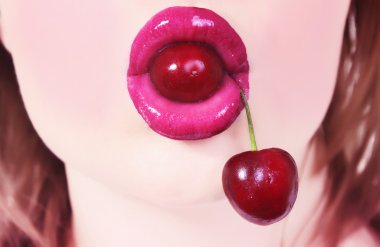 Lips and cherry clipart