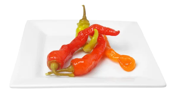Chili på tallrik — Stockfoto