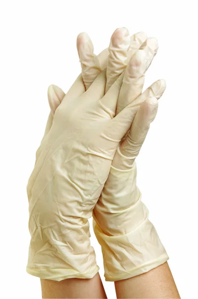 Hand met handschoenen — Stockfoto