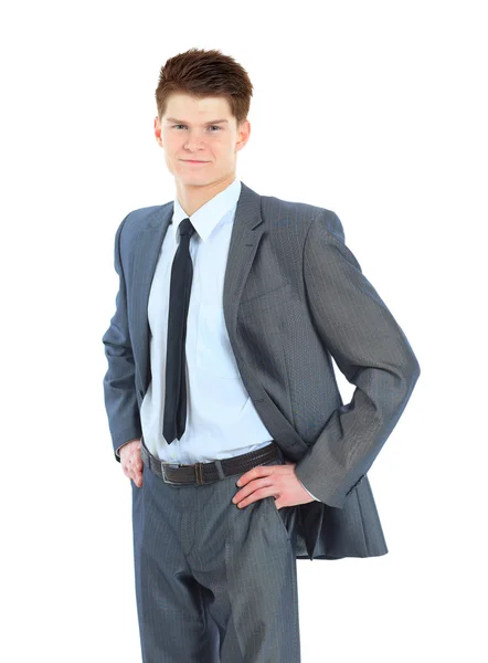 Jovem homem de negócios isolado no fundo branco — Fotografia de Stock