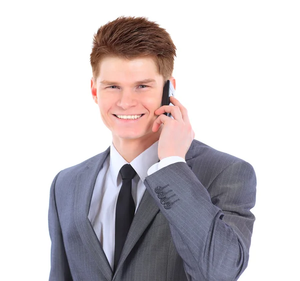 Knappe man poseren met een telefoon — Stockfoto