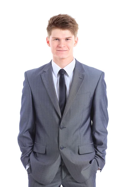 Νεαρός επιχειρηματίας απομονωμένος σε λευκό φόντο — Φωτογραφία Αρχείου