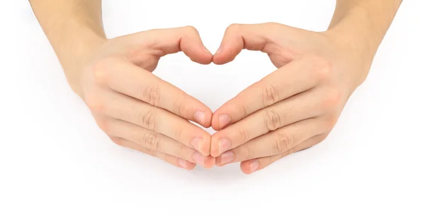 El corazón de las palmas de las manos. Aislado sobre fondo blanco — Foto de Stock