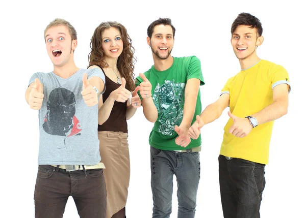 Group of the young smiling . Over white background — Stock Photo, Image