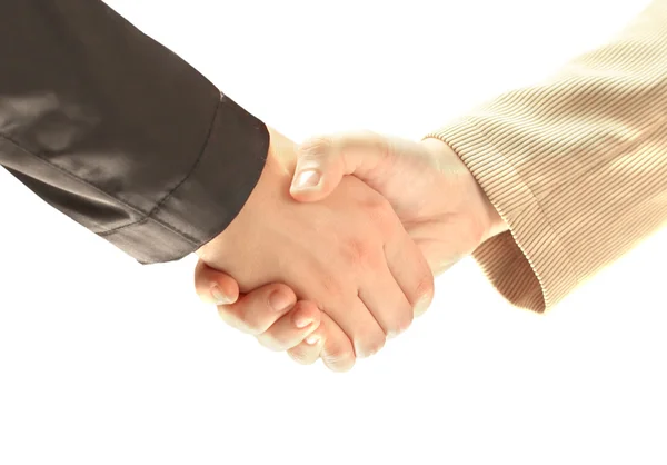 Liikemiehen käsi kättelee valkoista liikemiestä. — kuvapankkivalokuva
