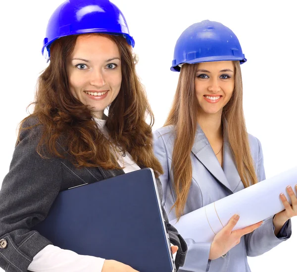 An attractive diverse woman architect team on construction site — Stock Photo, Image