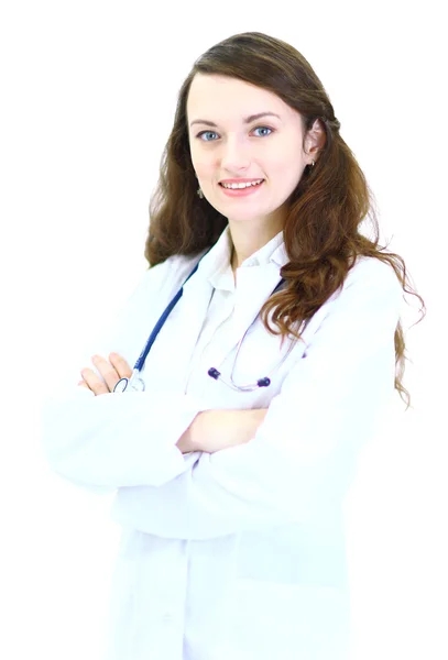 En ung attraktiv kvinna läkare på kliniken. — Stockfoto