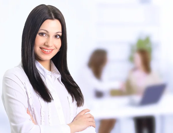 Beautiful business woman. Negotiations in the office — Stock Photo, Image