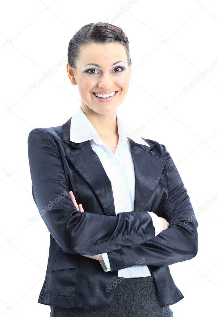 Beautiful business woman nice smiles. isolated on a white background.