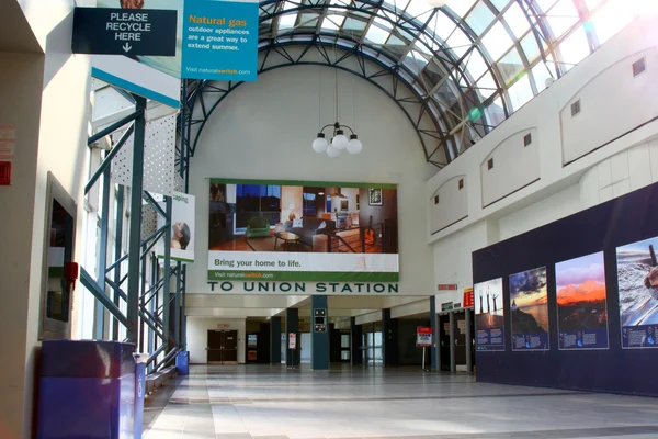 stock image Pedestrian skywalk walkway connecting union station to cn tower in toronto