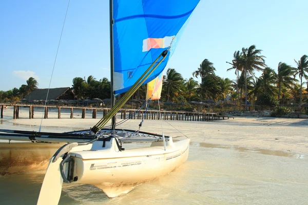 熱帯のビーチのヨット — ストック写真