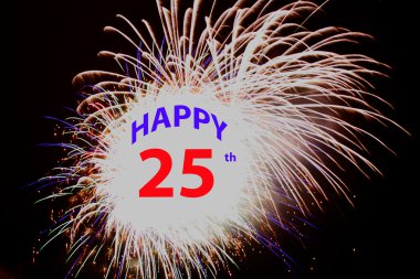 Happy 25th anniversary celebration in foreworks explosion clipart