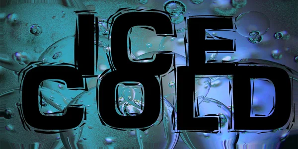 Ice cold sign on blue icecubes background — Stock Photo, Image