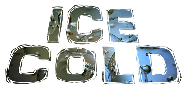 Ice cold sign on icecubes blue background — Stock Photo, Image