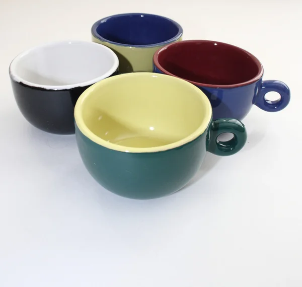 集团的彩色的咖啡杯子在一起 — 图库照片