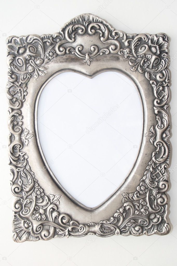 Pewter picture frame with blank romantic heart shape