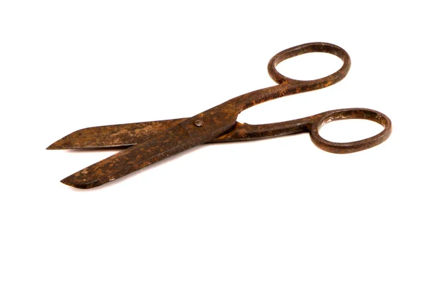 Izolované staré a zrezivělé nůžky — Stock fotografie