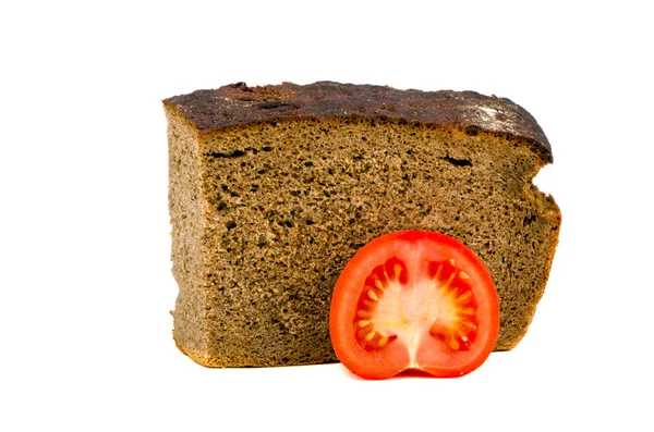 分離のパンとトマトのスライス — ストック写真