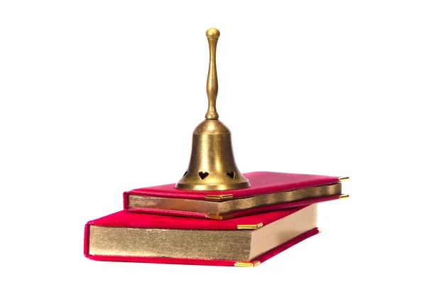 真鍮の鐘のある孤立したビジネス日記 — ストック写真