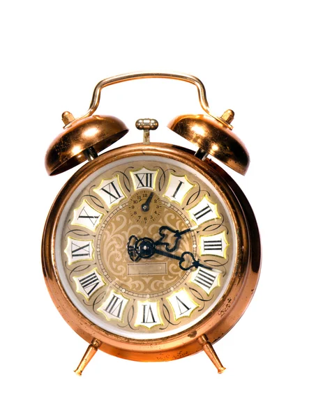 Reloj despertador de latón vintage aislado —  Fotos de Stock