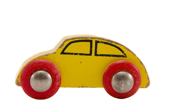 Isolado brinquedo de carro de madeira — Fotografia de Stock