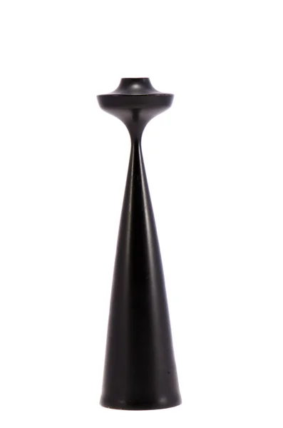 Ізольований чорний дерев'яний свічник — стокове фото
