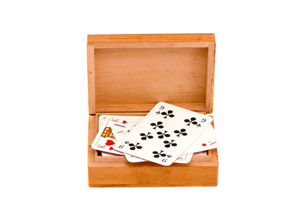 孤立したレトロな木製カード ボックス — ストック写真
