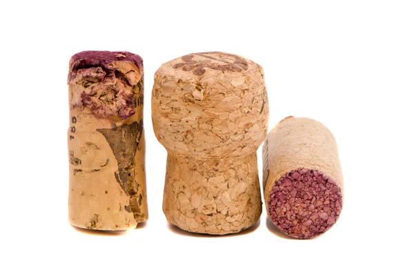 Tres tapones de vino aislados — Foto de Stock