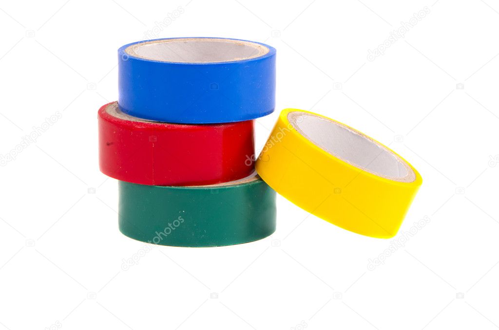 Isolated four colorful insulating tapes