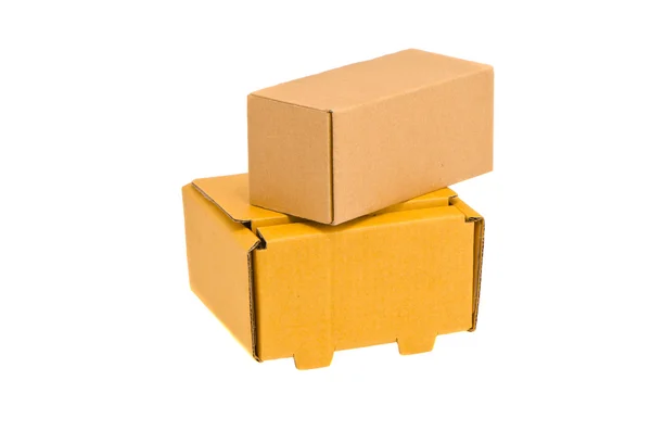 Dvě izolované lepenkové krabice — Stock fotografie