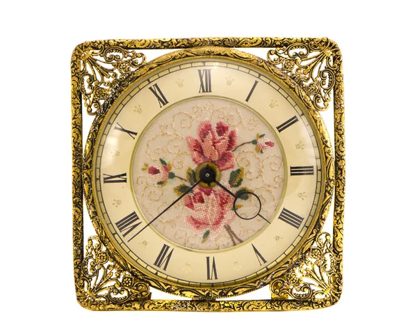 Relógio vintage e ornamentado isolado — Fotografia de Stock
